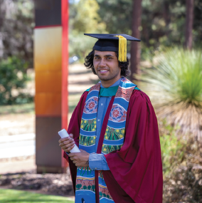 Ethnic person graduating