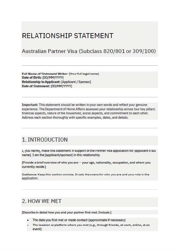 Partner Relationship Statement Template DIGITAL