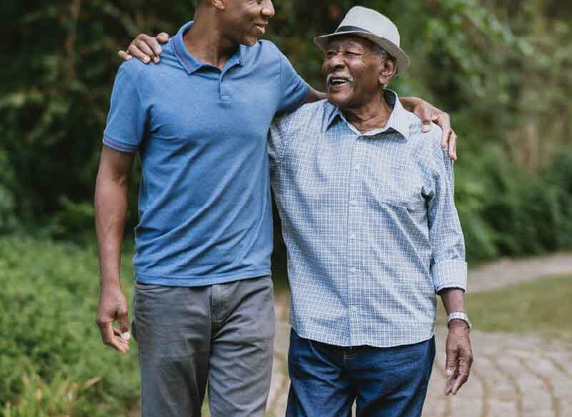 Elderley Father and Son Walking 800x800
